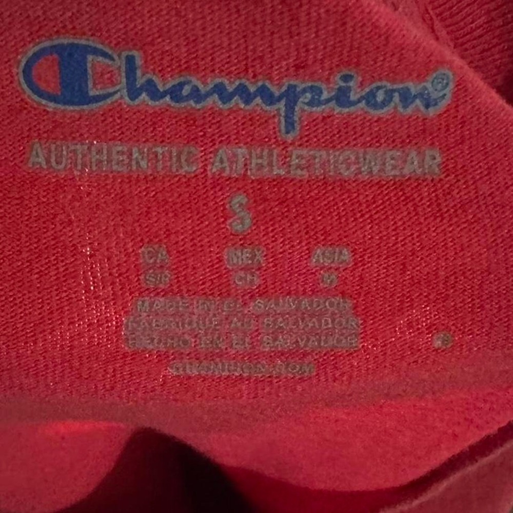 Champion red long sleeve shirt with white logo Mens Size Small #champion spring - Picture 8 of 8